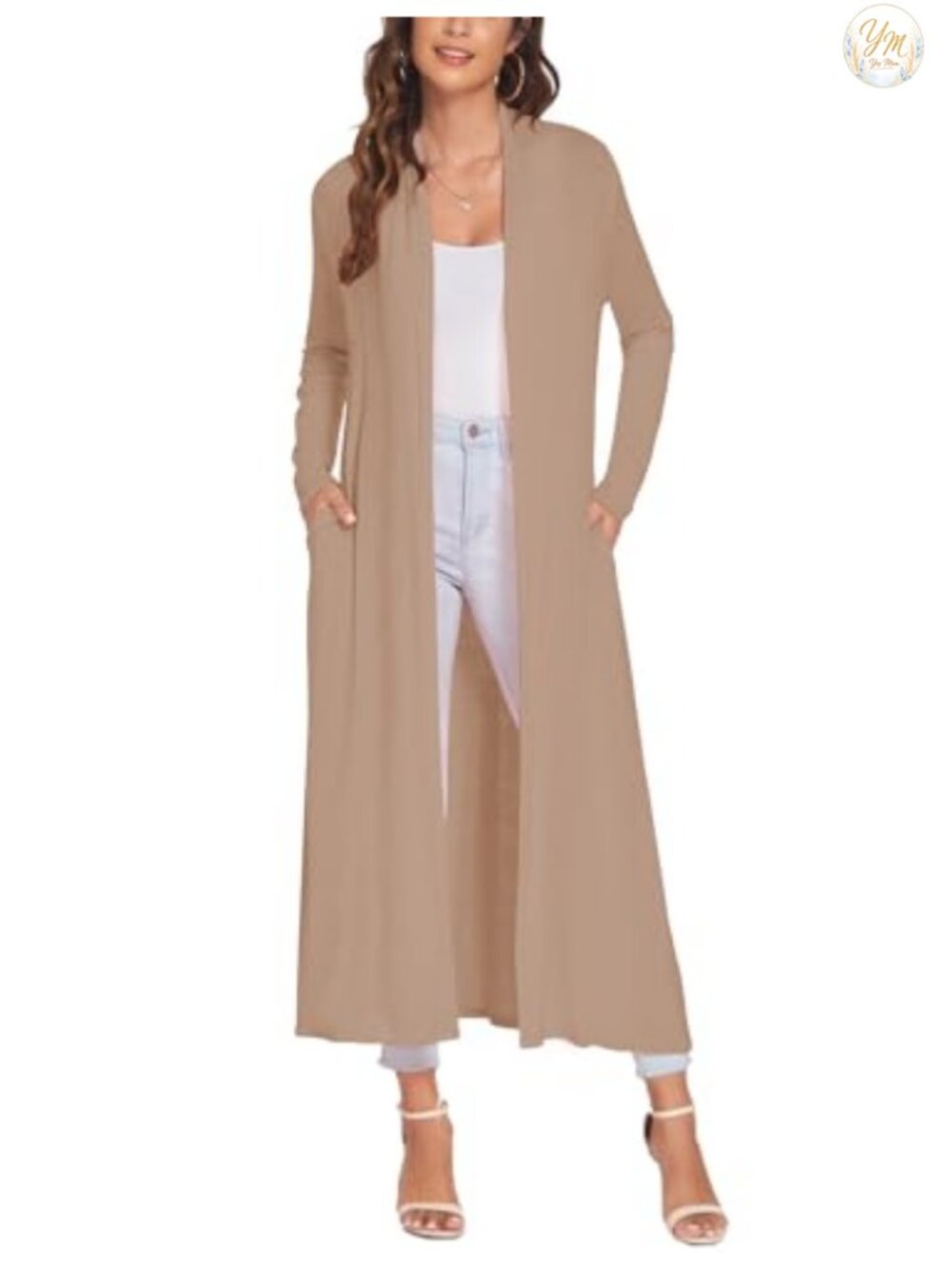 Women Lightweight Open Front Long Sleeve Floor Length Duster Cardigan
